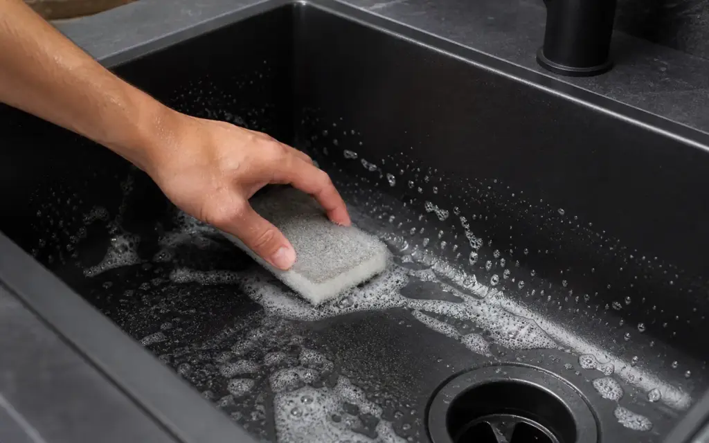 clean with mild soap clean sink