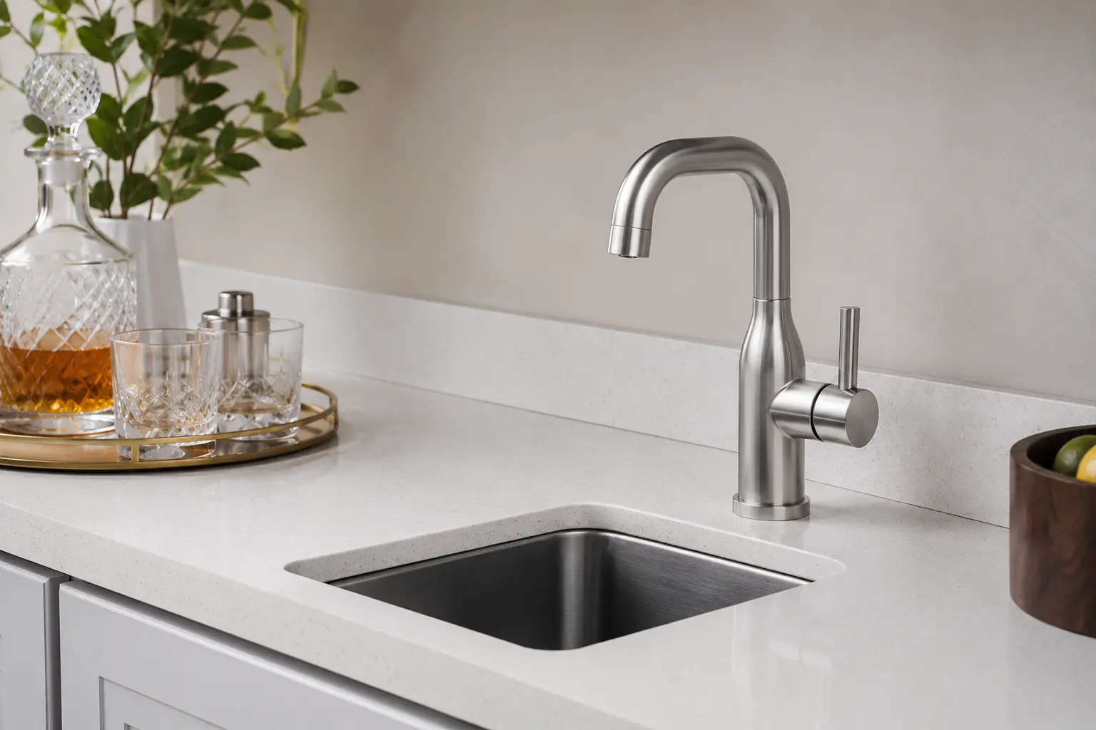 Compact proportion of a bar faucet