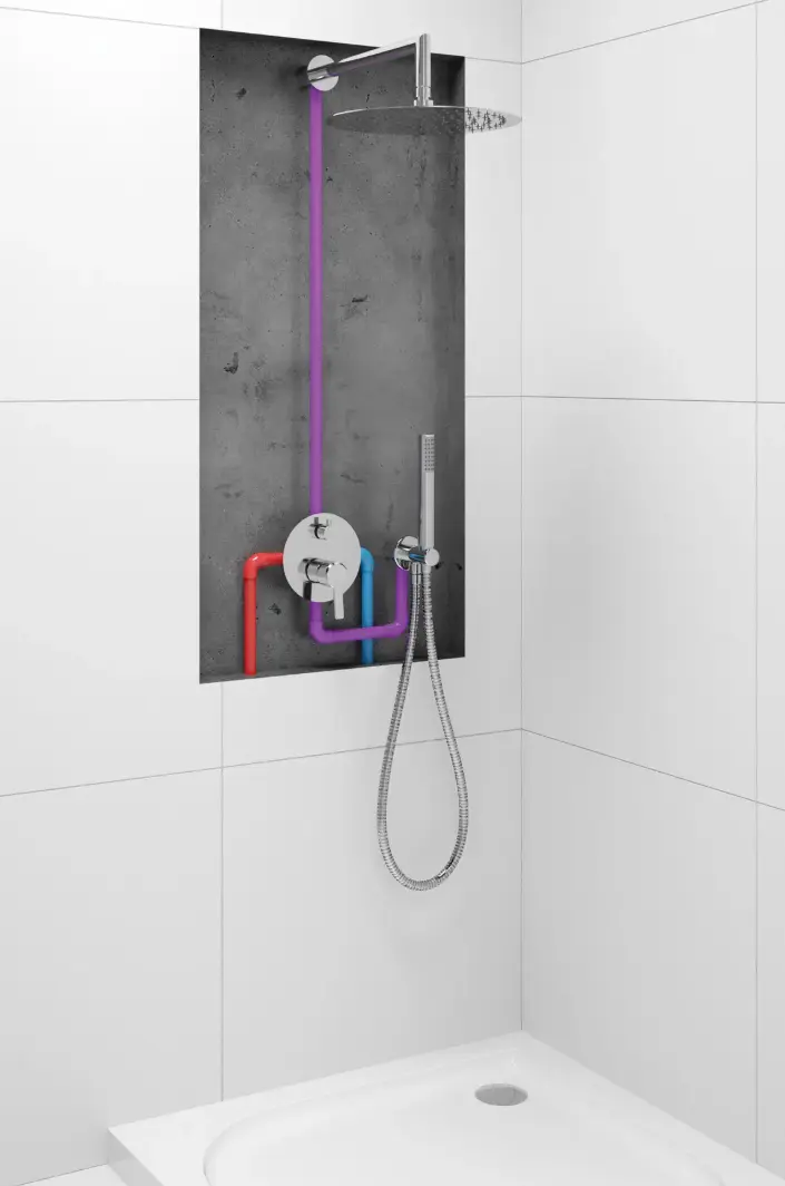 Technical diagram for rough-in planning and wall depth