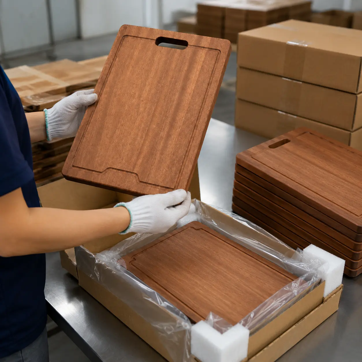 Sink cutting board packing and QC process