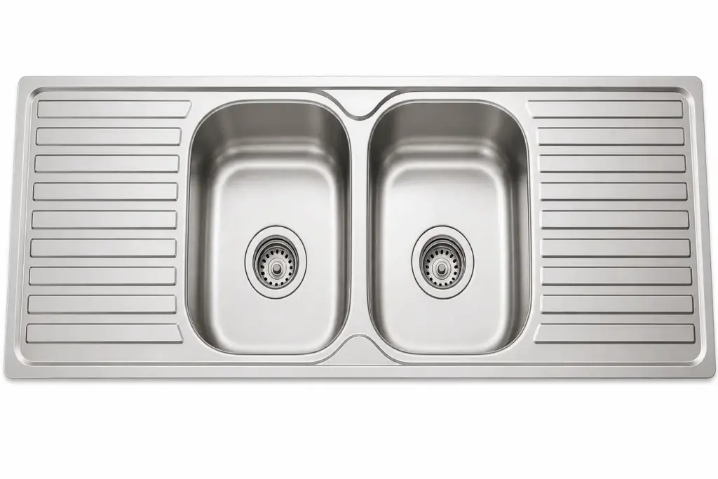 double bowl with drainboard kitchen sink matrix