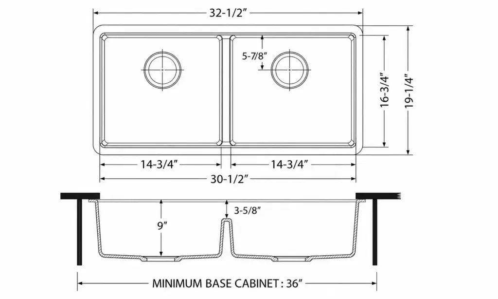drawing for granite sink matrix
