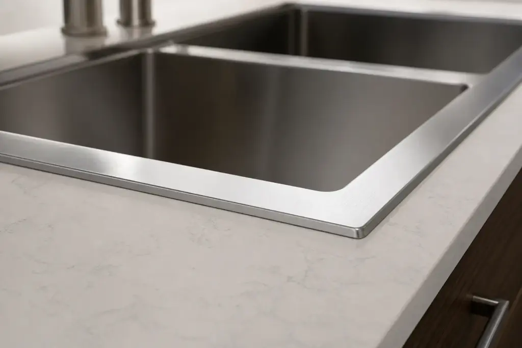 edge profile & flatness top mount sink