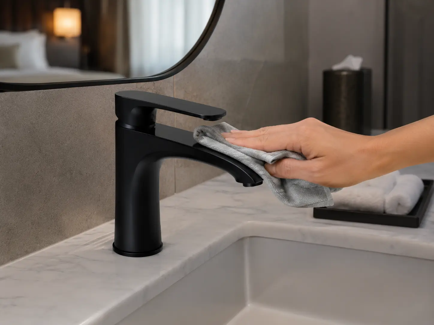 Easy cleaning matte black surface