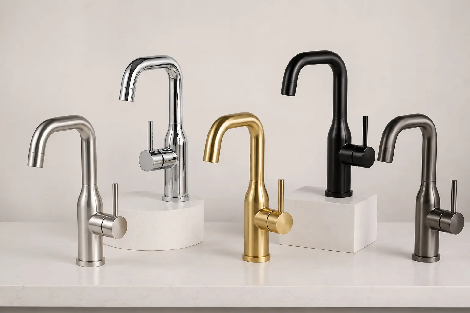 Various finish options for bar and prep faucets