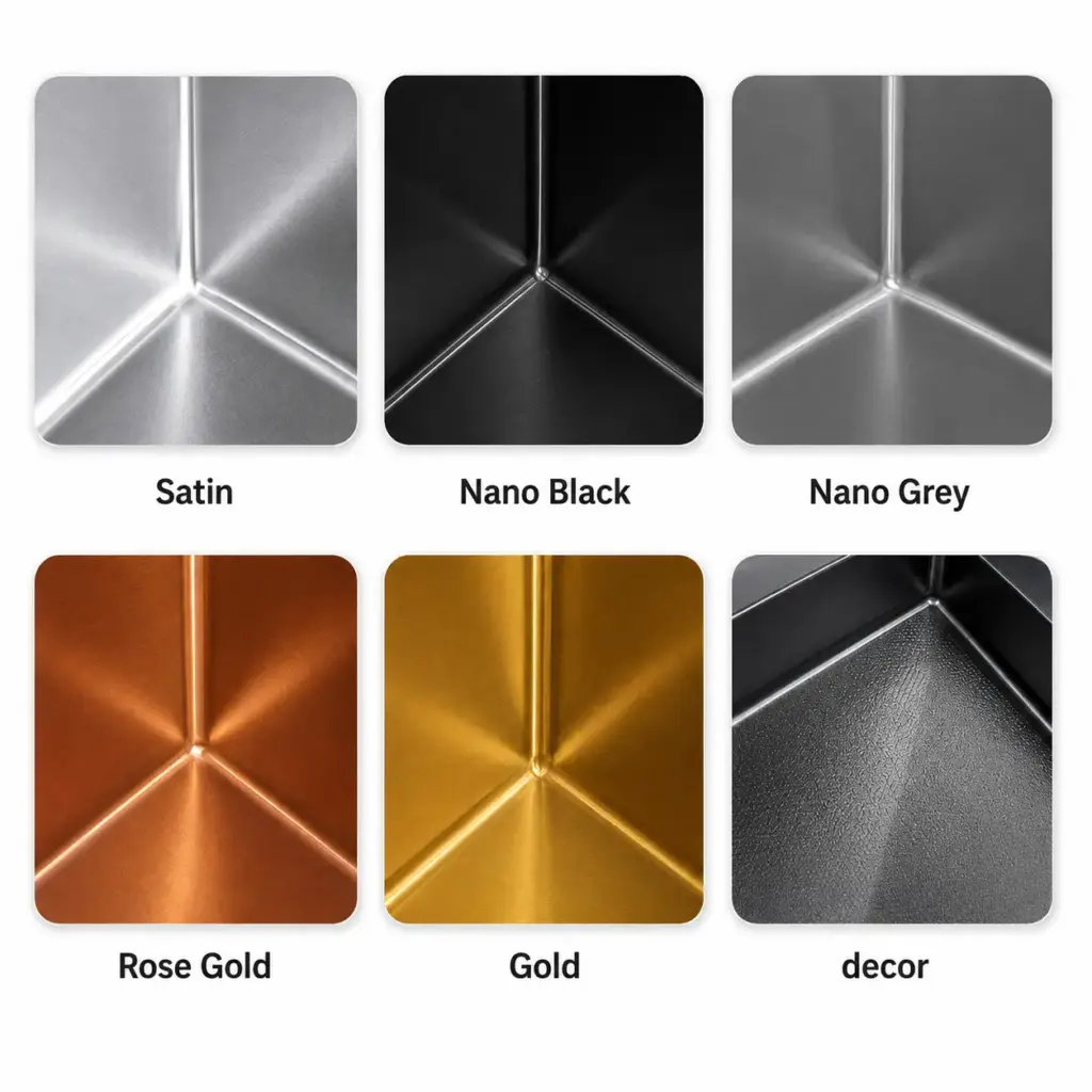 handmade kitchen sink finish options matrix