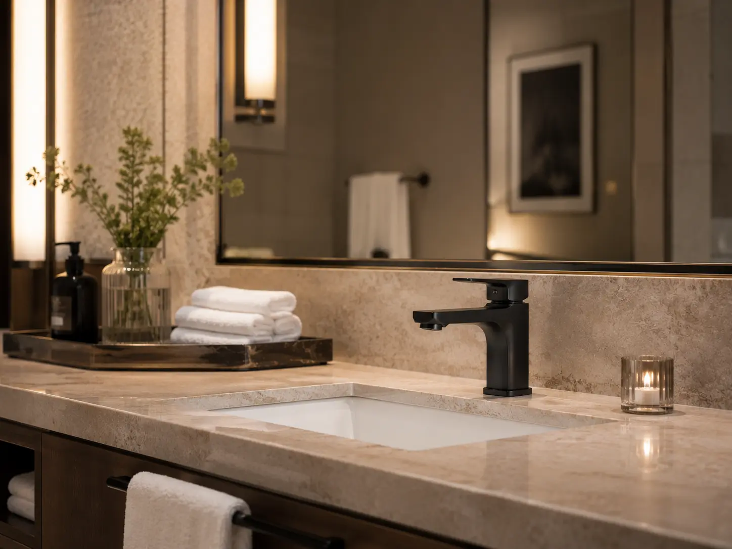 Matte Black Bathroom Faucet for luxury hotel vanities