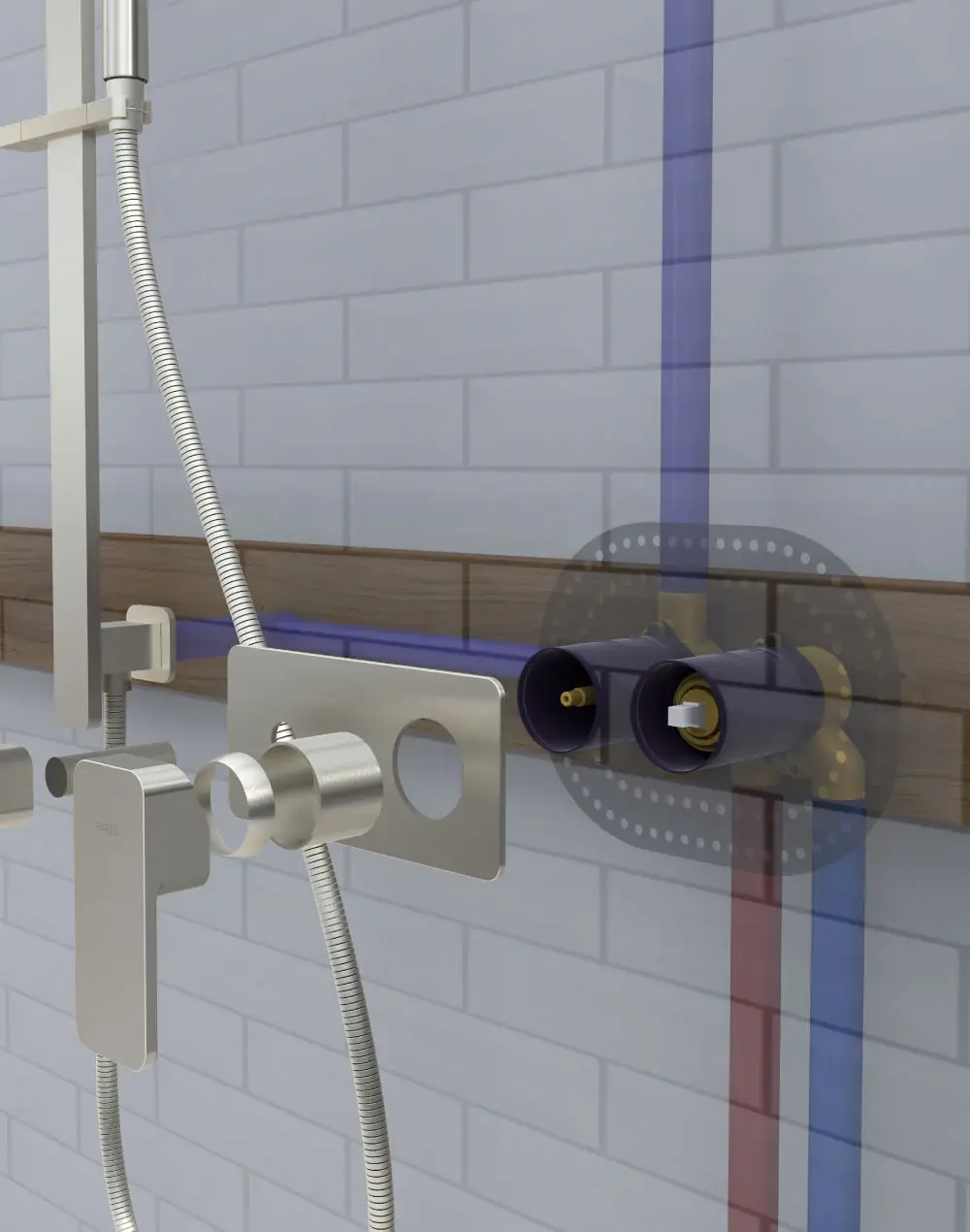 Technical Diagram for Shower Pipe Layout