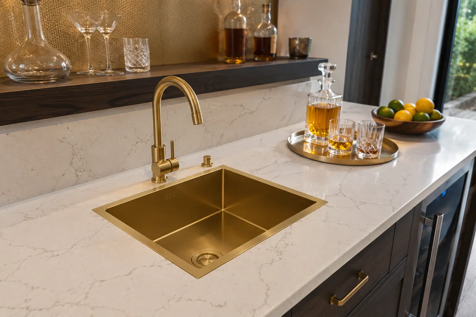 Kitchen Island and Wet Bar Areas