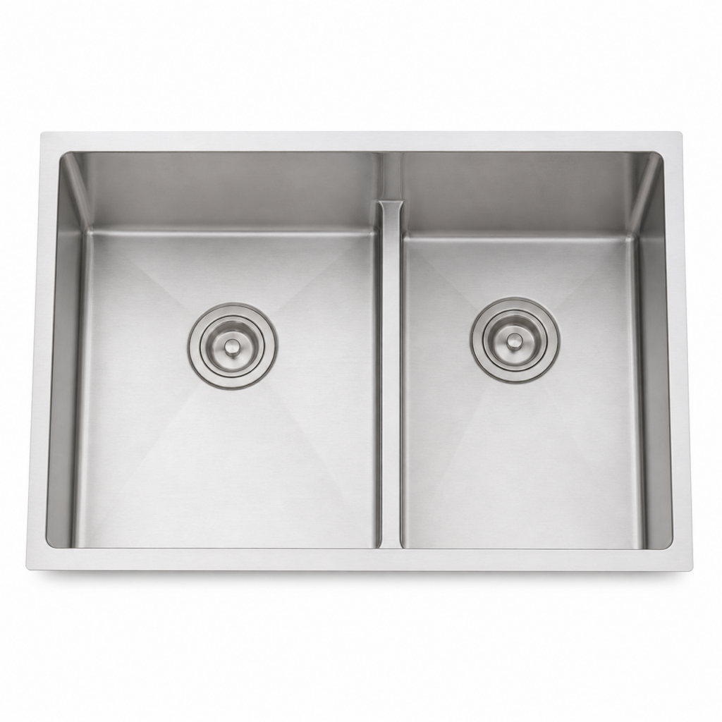 low divider double bowl sink matrix