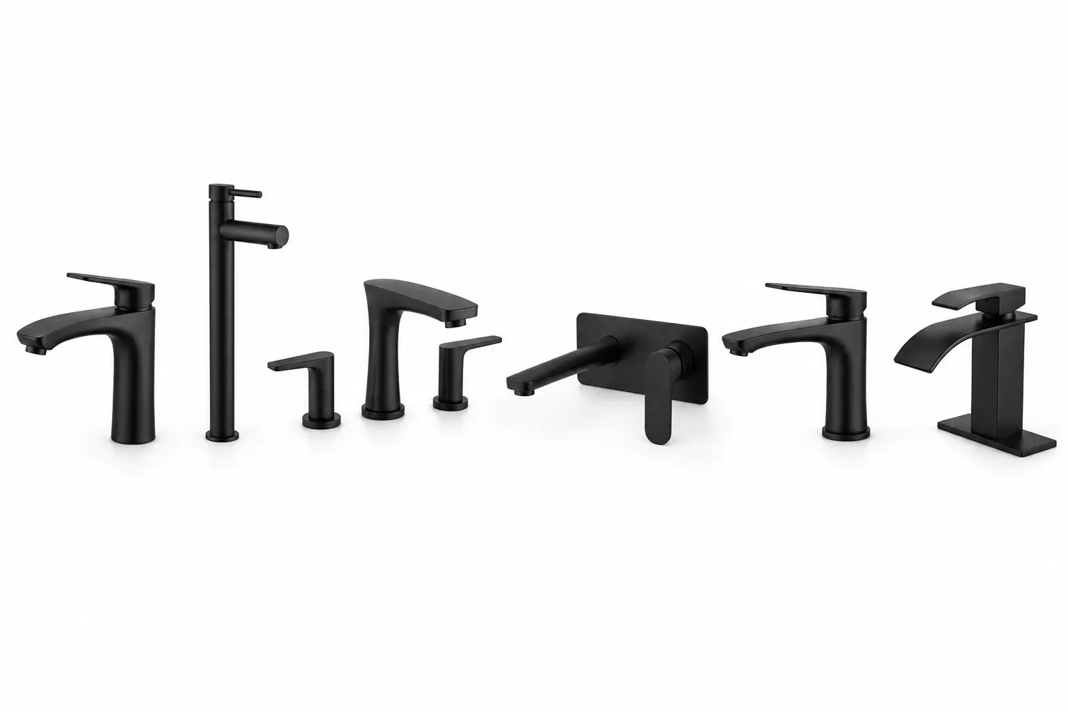Matte Black Bathroom Faucet installed on premium modern vanity
