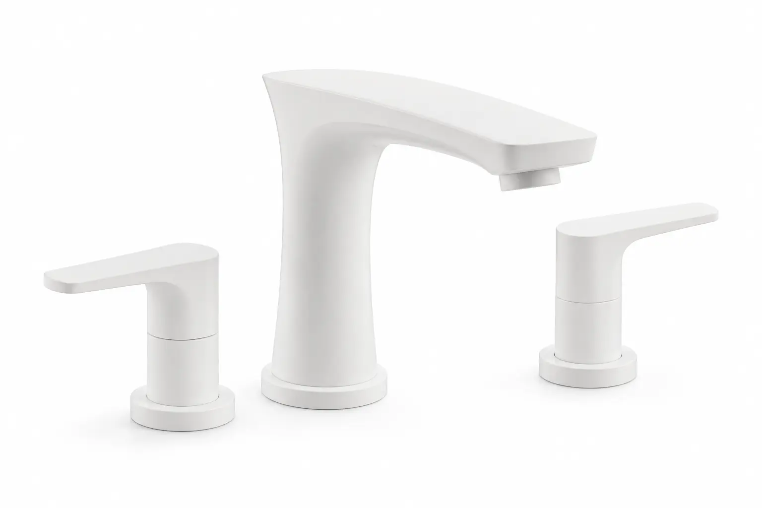 Matte White Deck-Mounted Basin Faucets