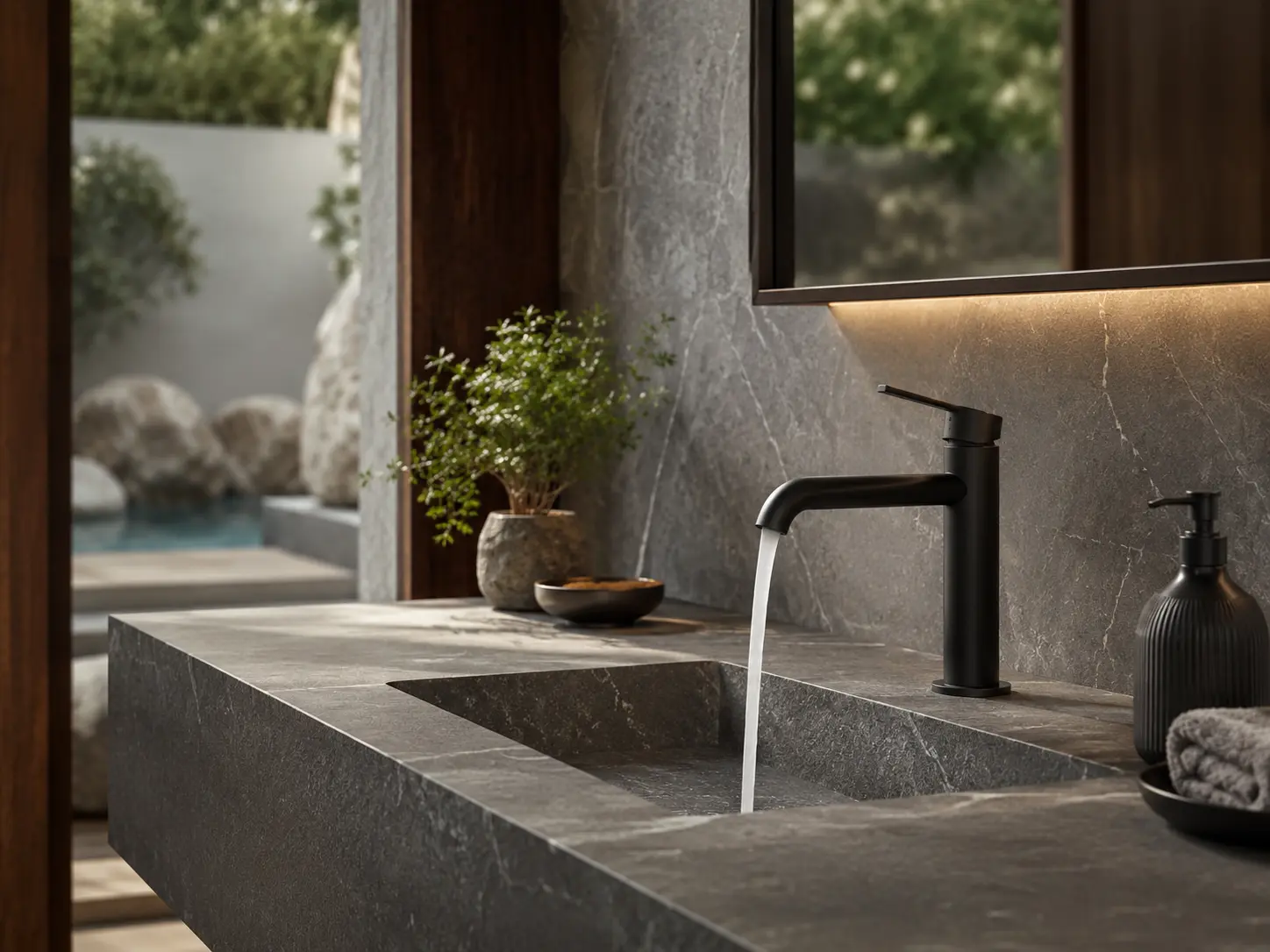 Waterfall Faucet in Resort Spa
