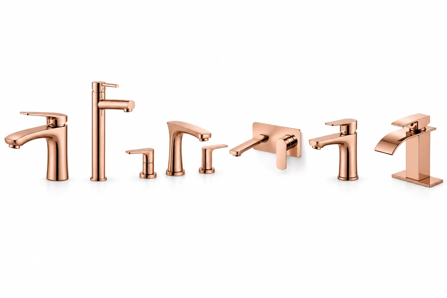 Rose Gold Bathroom Faucets installed on a modern vanity
