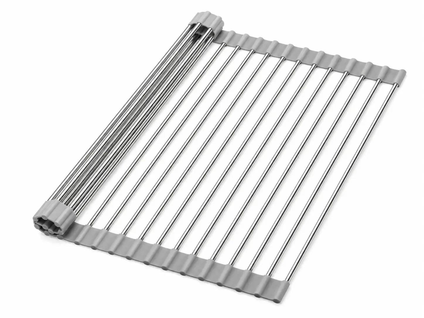 Roll-up rack for workstation sink