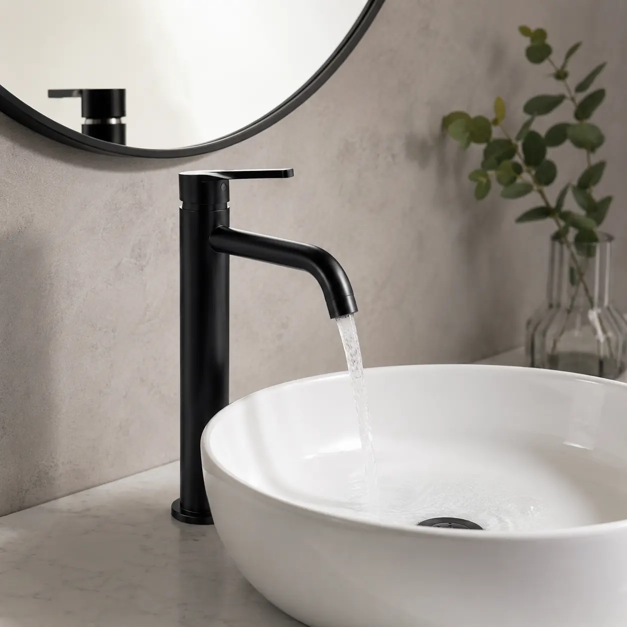 Faucet spout height, projection, and water landing diagram