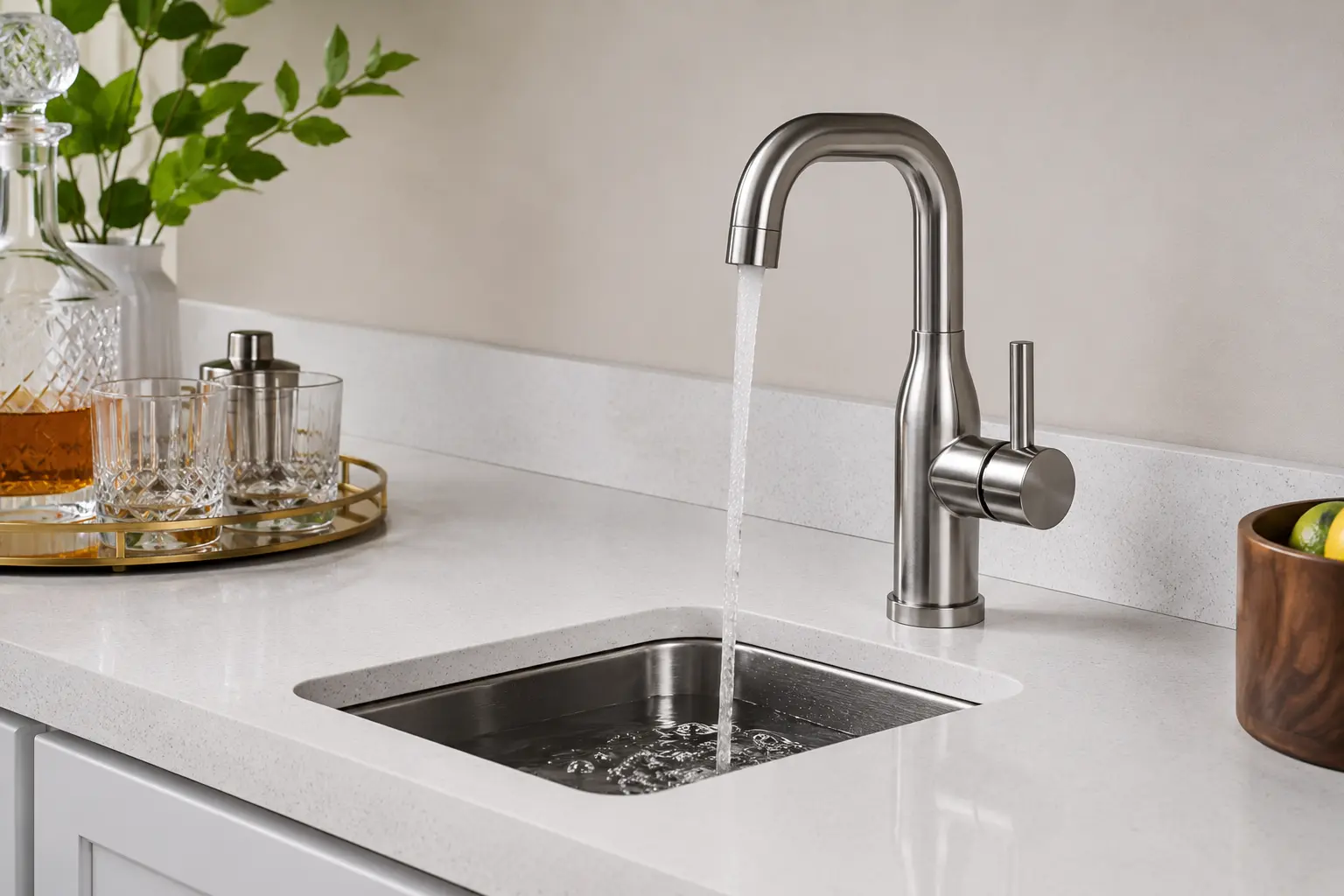 Spout reach control on a prep faucet