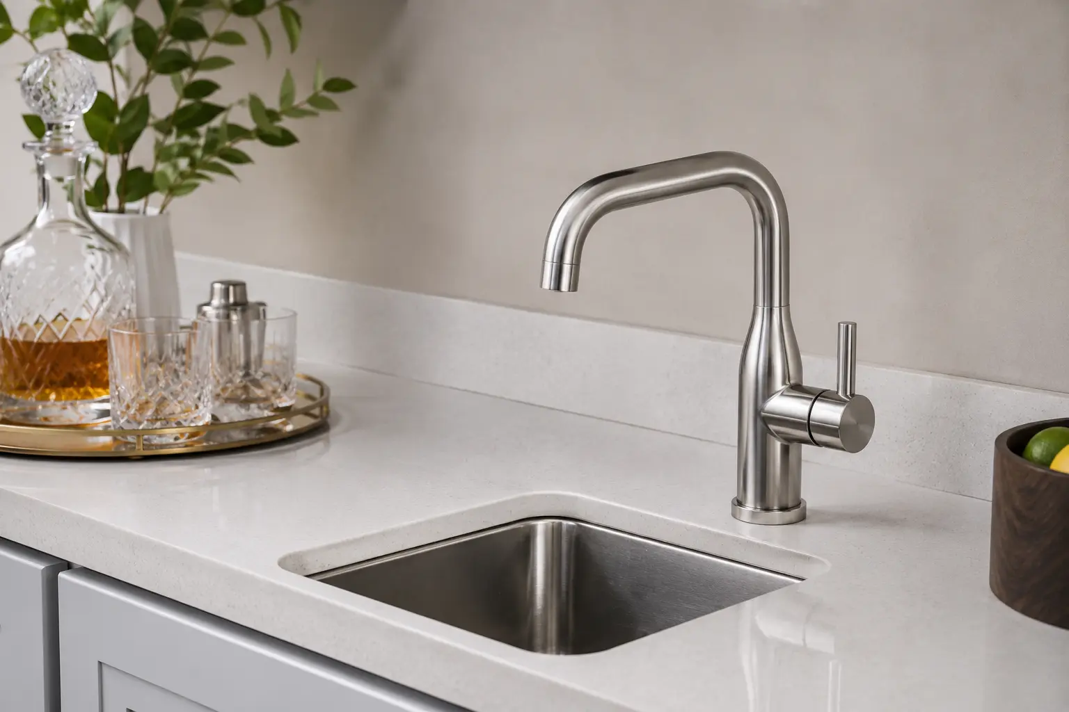 Swivel spout functionality on a prep faucet