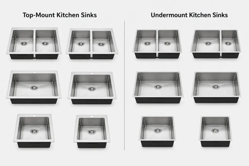 undermount sink vs top mount sink matrix