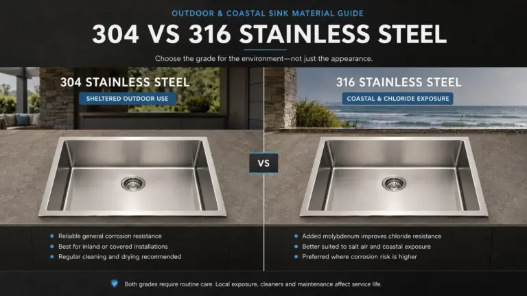 304 vs 316 Stainless Steel for Outdoor and Coastal Kitchen Sinks