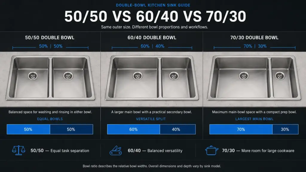 5050 vs 6040 vs 7030 double bowl sinks