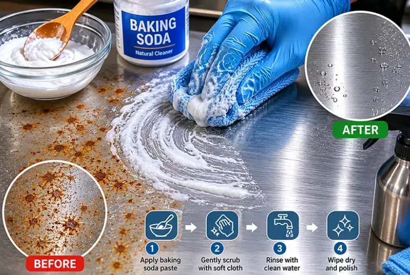 baking soda paste to remove rust on sink