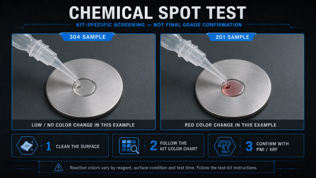 chemical spot test for sink