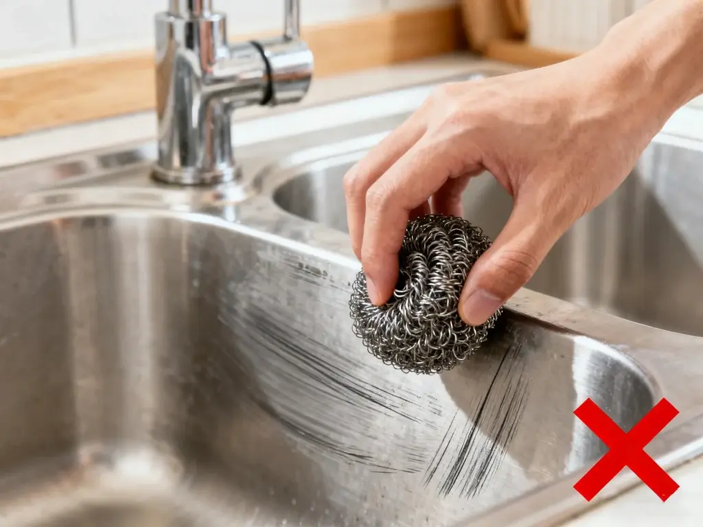 do not use steel wool to scrub the sink.