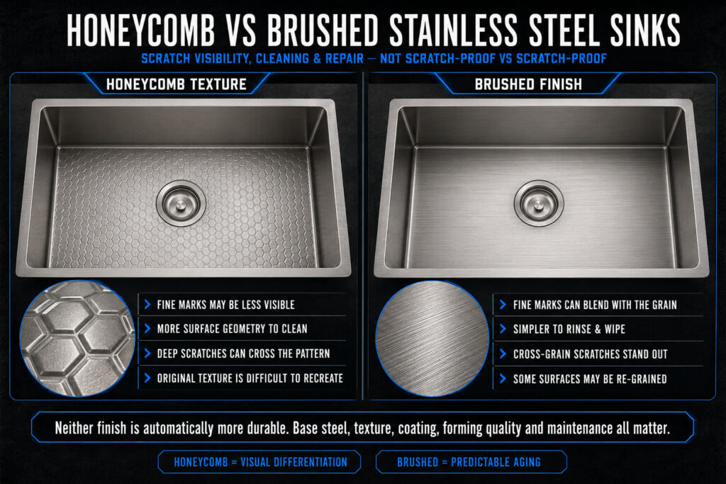 honeycomb vs brushed stainless steel sinks