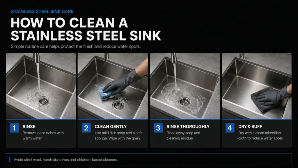 how to clean a stainless steel sink without damaging the grain