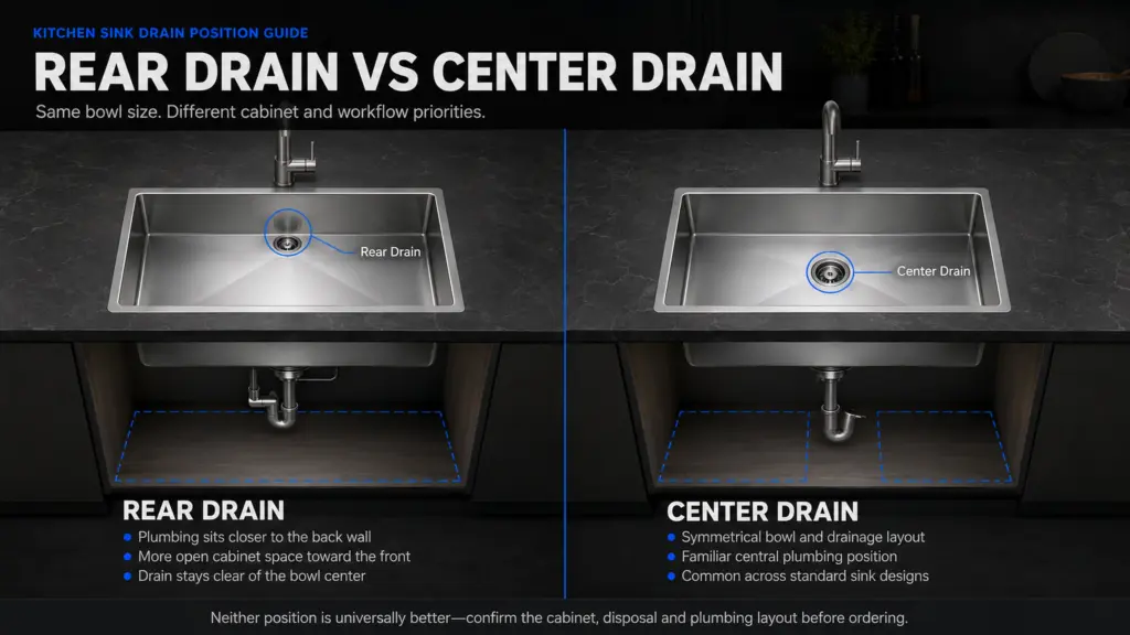 kitchen sink rear drain vs center drain