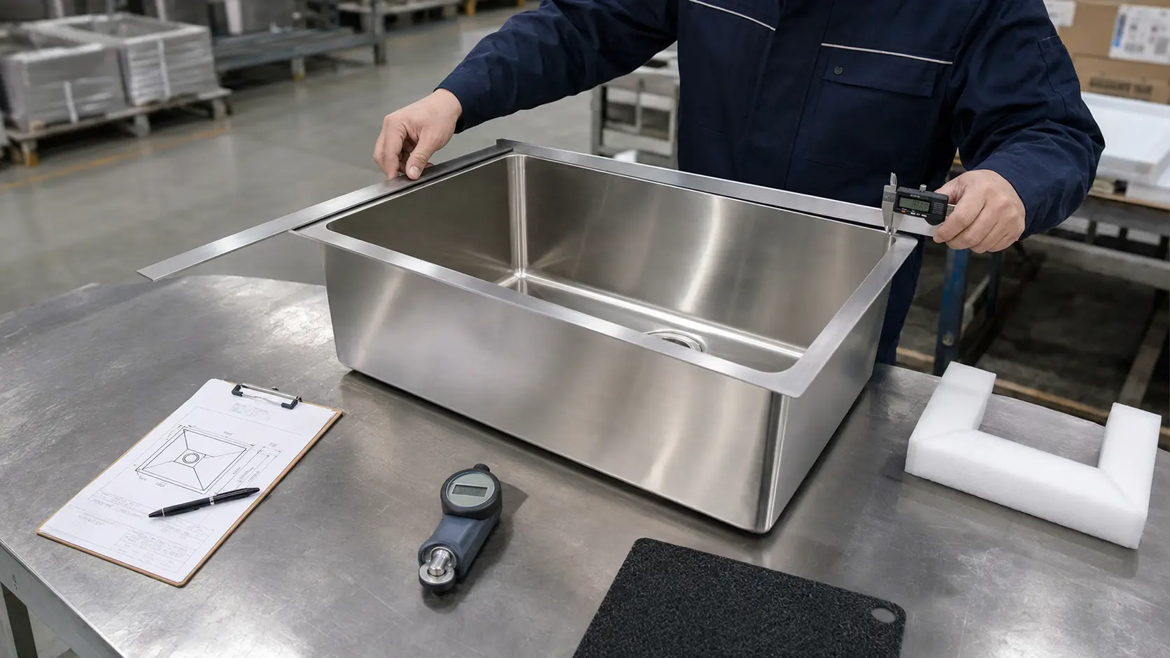 Handmade kitchen sink bowl depth measurement at Matrix