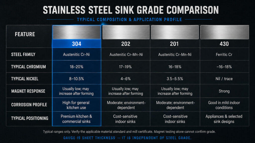 stainless steel sinkgrade comparison